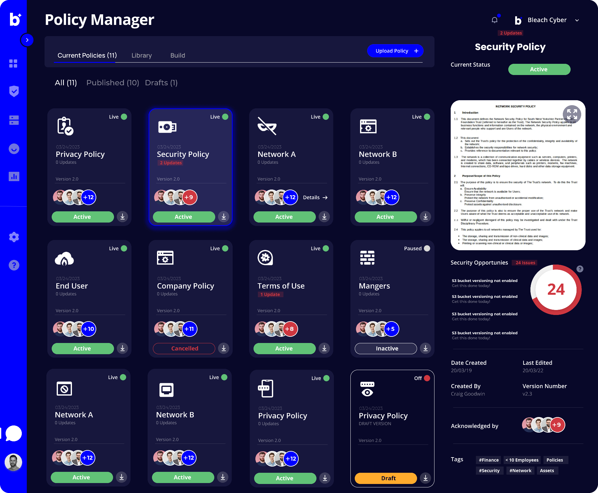 Policy Manager Dashboard Interface